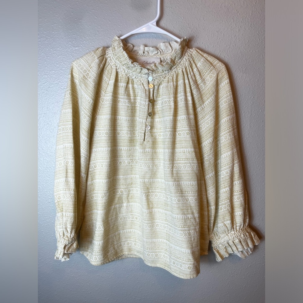 Cleobella REVOLVE Reza Blouse Pintuck Yoke Blouson Sleeves Size S